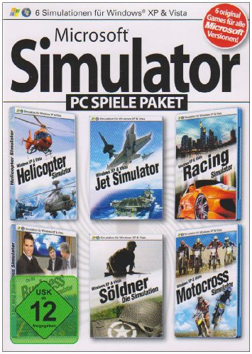 Microsoft Simulator PC Spiele Paket (Helicopter Simulator / Jet Simulator / Racing Simulator / Motocross Simulator / Business Simulator / Söldner - Die Simulation) von media Verlagsgesellschaft