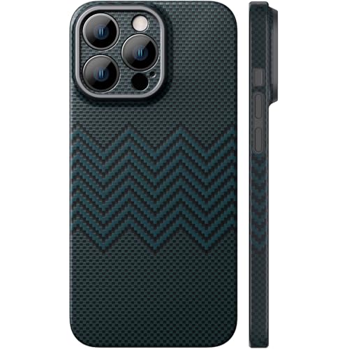 memumi Carbon Hülle für iPhone 16 Pro, 0,5 mm Ultradünne Hülle aus 1500D Aramidfaser, Schutzhülle mit 3D Textur Kratzfeste Handyhülle Kompatibel mit iPhone 16 Pro - Blau von memumi