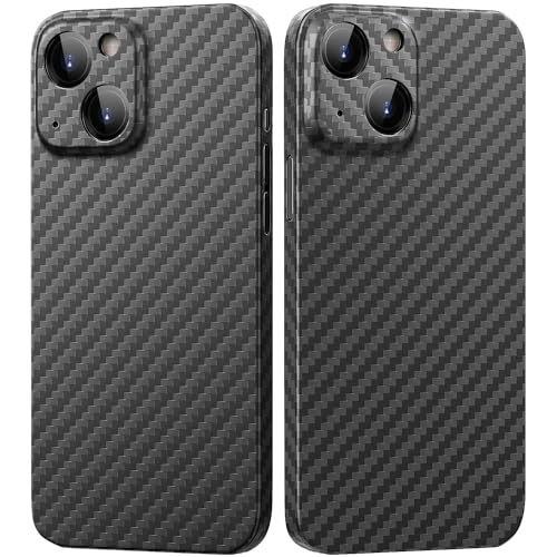 memumi Carbon Hülle für iPhone 13, 100% Aramidfaser Hülle, 0.5 mm Super dünne, Hülle aus echter Aramidfaser mit Fallschutz in Militärqualität für iPhone 13 von memumi