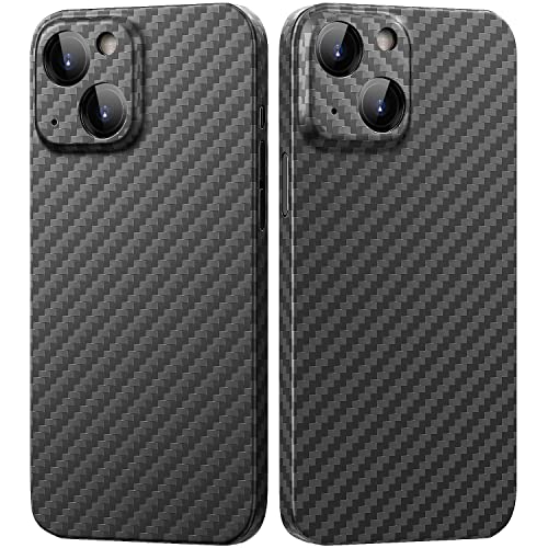 memumi Carbon Hülle für iPhone 13 Mini, 100% Aramidfaser Hülle, 0,5 mm Super dünne, Hülle aus echter Aramidfaser mit Fallschutz in Militärqualität für iPhone 13 Mini von memumi