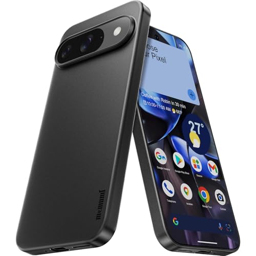 memumi Hülle für Google Pixel 9/9 Pro, Mehrweg Schlankes Extra Dünn Hardcase [0.3mm Halb Transparent] Anti-Fingerabdruck, FeinMatt Federleicht Schutzhülle kompatibel mit Google Pixel 9/9 Pro -Schwarz von memumi