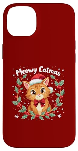 Hülle für iPhone 14 Plus Meowy Catmas Lustige Katze mit Weihnachtsmannmütze für Damen und Mädchen von meowy Catmas cat Christmas cute kitten cats Santa