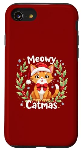 Hülle für iPhone SE (2020) / 7 / 8 Meowy Catmas Lustige Ingwerkatze mit Weihnachtsmannmütze für Damen und Mädchen von meowy Catmas cat Christmas cute kitten cats Santa