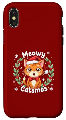 Hülle für iPhone X/XS Meowy Catmas süße Katze mit Weihnachtsmannmütze, für Katzenliebhaber von meowy Catmas cat Christmas cute kitten cats Santa