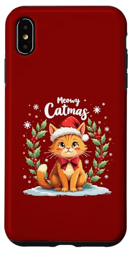 Hülle für iPhone XS Max Meowy Catmas Lustige süße Katze mit Weihnachtsmannmütze, Weihnachtsmannmütze, Katzenliebhaber von meowy Catmas cat Christmas cute kitten cats Santa