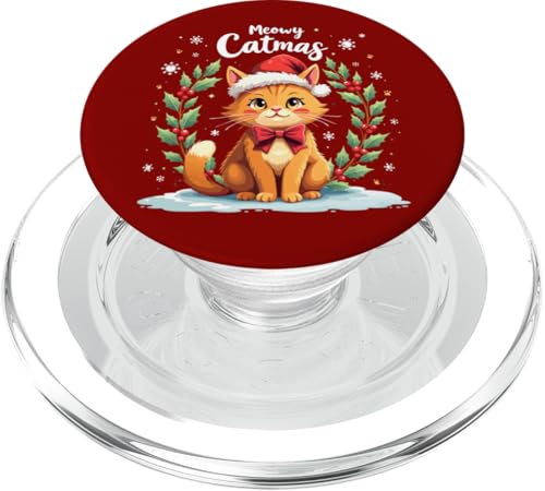 Meowy Catmas Lustige süße Katze mit Weihnachtsmannmütze, Weihnachtsmannmütze, Katzenliebhaber PopSockets PopGrip für MagSafe von meowy Catmas cat Christmas cute kitten cats Santa