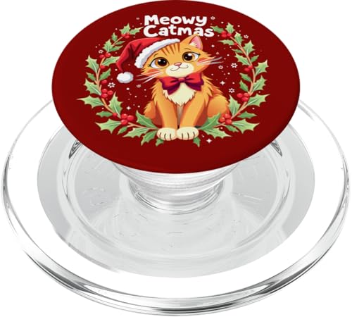 Meowy Catmas Lustige süße Katze mit Weihnachtsmannmütze, Weihnachtsmannmütze, Katzenliebhaber PopSockets PopGrip für MagSafe von meowy Catmas cat Christmas cute kitten cats Santa