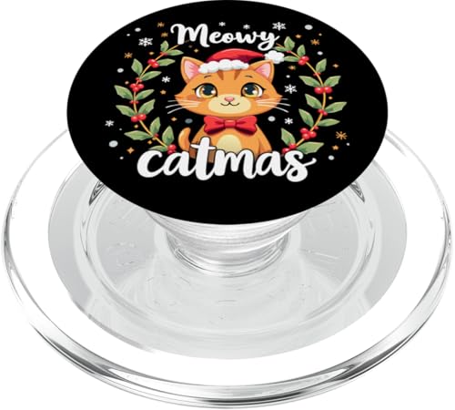 Meowy Catmas süße Katze mit Weihnachtsmannmütze, für Katzenliebhaber PopSockets PopGrip für MagSafe von meowy Catmas cat Christmas cute kitten cats Santa