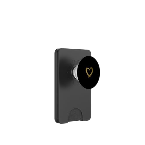 Gold Herz Design 1P Einfarbig Schwarz PopSockets PopWallet für MagSafe von merchtotal