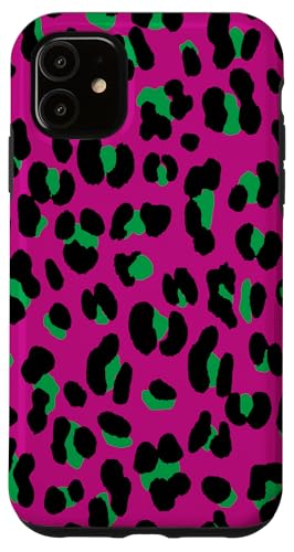 Hülle für iPhone 11 Handyhülle Leopard Muster Schwarz Grün Rotviolett von merchtotal