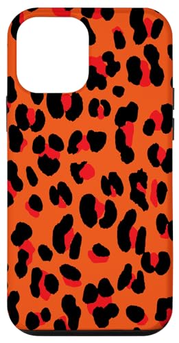 Hülle für iPhone 12 mini Handyhülle Leopard Muster Schwarz Rot Rotorange von merchtotal