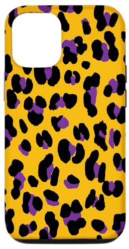 Hülle für iPhone 13 Pro Handyhülle Leopard Muster Schwarz Violett Gelborange von merchtotal