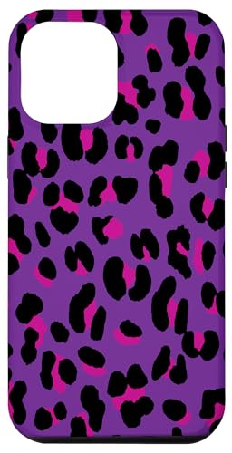 Hülle für iPhone 14 Pro Max Handyhülle Leopard Muster Schwarz Rotviolett Violett von merchtotal