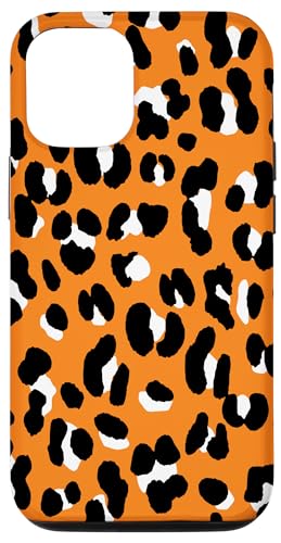 Hülle für iPhone 15 Handyhülle Leopard Muster Schwarz Weiß Orange von merchtotal