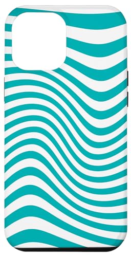Hülle für iPhone 15 Plus Handyhülle Horizontal Wellen Design Weiß Blaugrün von merchtotal