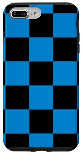 Hülle für iPhone 7 Plus/8 Plus Handyhülle Groß Kariert Schachbrett Blau Schwarz von merchtotal
