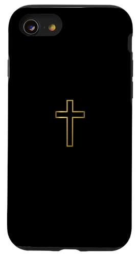 Hülle für iPhone SE (2020) / 7 / 8 Christlich Kreuz Gold Design 1C Schwarz Einfarbig von merchtotal