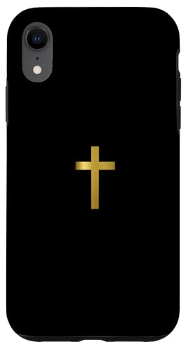 Hülle für iPhone XR Christlich Kreuz Gold Design 1A Schwarz Einfarbig von merchtotal