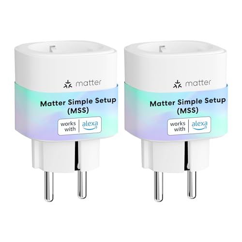 Meross Matter Smart Steckdosen mit Stromverbrauch, WLAN Steckdosen mit Stromzähler für Balkonkraftwerk, funktioniert Apple HomeKit, Alexa und Google, 16A, FFS Ver. 2pcs von meross