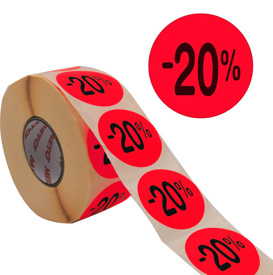 METO Promo-Etiketten , -20%, , rund, rot fluor von meto