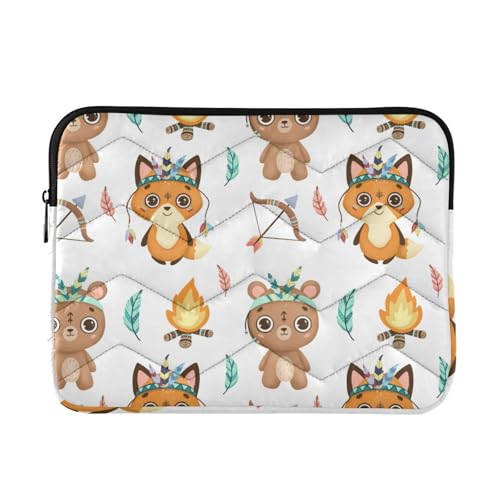 Laptop-Hülle, 33 - 35,6 cm, prägnante Laptoptasche, niedliches Cartoon-Tiere, Fuchs, Feuer, Reise-Laptop-Tasche, Handtasche für Arbeit, Reisen von miaozhen