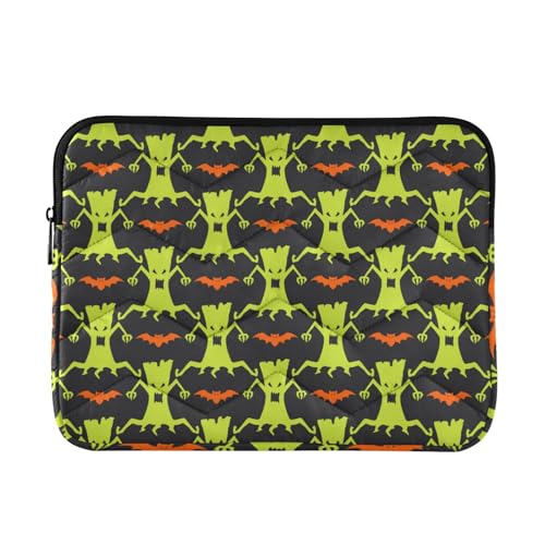 Laptop-Schutzhülle, tragbar, mit Reißverschluss, 38,1 cm (15 Zoll), 40,6 cm, Happy Halloween, Monsterfledermaus, Grün, Reise-Laptop-Tasche, Handtasche für Laptop von miaozhen