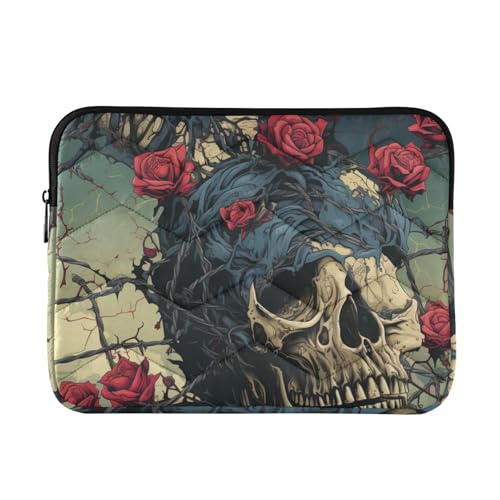 Laptoptasche 13-14 Zoll stilvolle Laptop-Etui Halloween Fesseln Schädel rosa Tasche mit Reißverschluss für Arbeit Reisen von miaozhen