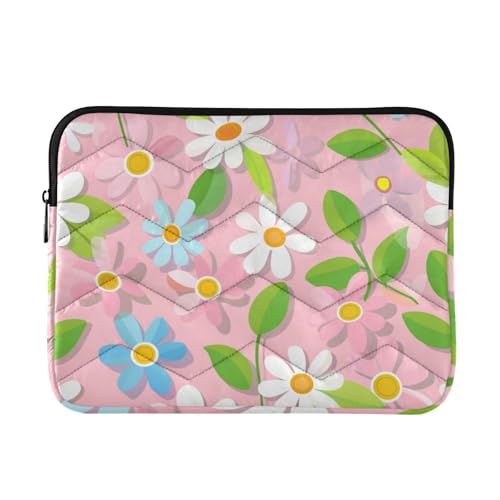 Laptoptasche 33-35cm Niedliche Laptop-Hülse Bunte Blumen Pfirsichgrün PC Tasche mit Reißverschluss für unterwegs arbeiten von miaozhen