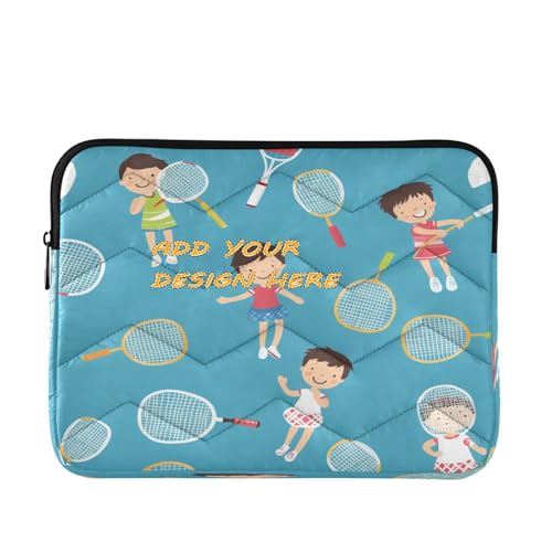 Personalisierte Computertasche mit Reißverschluss für Laptop, Sport, Cartoon, Tennis, 33-35,6 cm (13 - 14 Zoll), Polyester, Tasche mit Reißverschluss für Arbeit, Reisen, Laptop von miaozhen