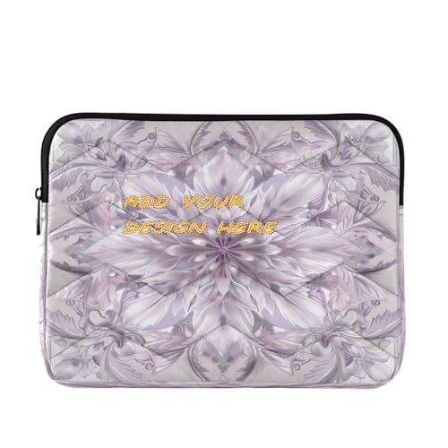 Personalisierte Laptop-Hülle mit individuellem Namen, 33 - 35,6 cm (13 - 14 Zoll), Violett / Grau mit Blumenmuster, Boho-Stil, personalisierbar, Reise-Laptop-Tasche für Reisen, Business, geeignet von miaozhen