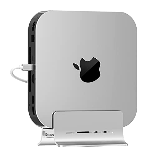 Minisopuru Mac Mini Hub, 10Gbps USB C Hub Mac Mini Dock mit M.2 NVMe/SATA SSD Gehäuse,5 IN 1 Mac Mini Ständer Mac Mini Zubehör mit 2 USB C 10Gbps Data, TF & SD,für Mac Mini M2 Pro/M1 von minisopuru