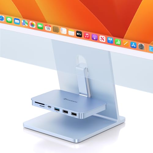 USB C Hub für iMac 24 Zoll 2021/2023, Minisopuru iMac Zubehör für iMac M1/M3, iMac USB Hub mit USB A/C 10Gbps für iMac 24 Zoll 2023 und Studio Display 27 Zoll, Blau (ohne SSD Hafen) von minisopuru