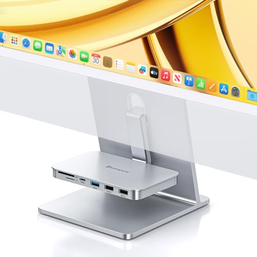 USB C Hub für iMac 24 Zoll 2021/2023, Minisopuru iMac Zubehör für iMac M1/M3, iMac USB Hub mit USB A/C 10Gbps für iMac 24 Zoll 2023 und Studio Display 27 Zoll, Silber (ohne SSD Hafen) von minisopuru