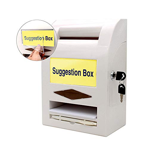 mioni Vorschlagsbox, Spendenbox, Briefkasten, Kommentarbox, Verriegelung und Stift für Wand oder Theke, 6 austauschbare Etiketten von mioni