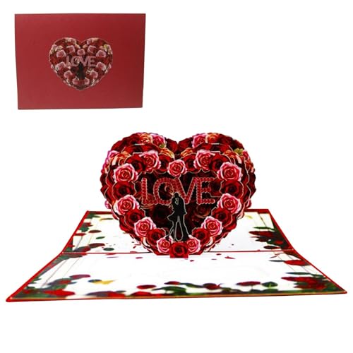 3D Love Heart Pop-Up Valentine's Day Card, Artistic Paper Postcard for Romantic Occasions, Perfect for Wedding Mother's Day Engagement Tabletop Display and Special Greetings von mivceklw