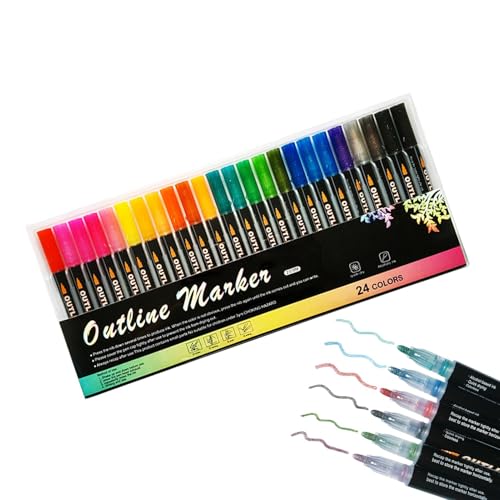 mivceklw Shimmer Outline Markers, Waterproof Outline Pens, Unique Colorful Marker Pens, Creative Marker Pens with Waterproof and Long Lasting for Greeting Cards and Poster Art (1 Set) von mivceklw