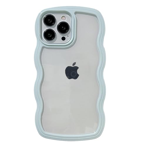 miyonsin Handyhülle für iPhone 13 Pro Max, Hülle Transparent Slim Silikon TPU für iPhone 13 Pro Max, Stoßfest Kratzfest Handyhülle für Frauen Mädchen Ganzkörper-Case, Hellblau von miyonsin