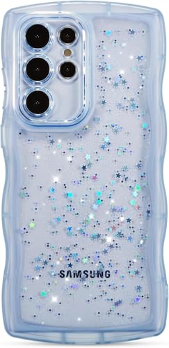 miyonsin Hülle für Galaxy S20 Ultra, Glitzer Handyhülle Transparent Slim Soft Silikon TPU Schutzhülle für Frauen Mädchen, Bling Glitter Stoßfest Handyhülle für Galaxy S20 Ultra, Blau-1 von miyonsin