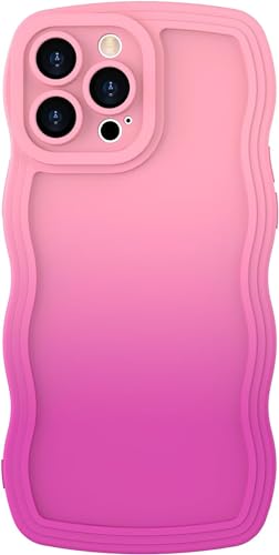 miyonsin Hülle für iPhone XR, Niedliche lockige Wellen Rahmenform Muster Silikon Handyhülle, Bunte Flexible TPU Silikonhülle für Frauen Mädchen, Stoßfeste Schutzhülle für iPhone XR, Rosa Rot von miyonsin