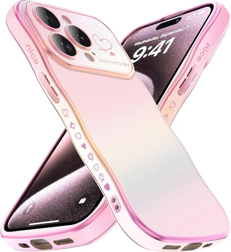 miyonsin Hülle für iPhone 15 Pro Max, Handyhülle Bunte Weiche TPU Case, Mode Hülle mit Laserblume Ultra Dünne Stoßfeste Schutzhülle für Frauen Mädchen, Dazzle Rosa von miyonsin