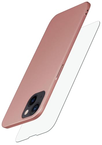 moex Alpha Case für Apple iPhone 13 Hülle mit Schutzfolie, Ultra Dünne Schutzhülle, 360 Grad Stoßfest, Hardcase und Displayschutz, Minimalistische Handyhülle in Rosegold von moex