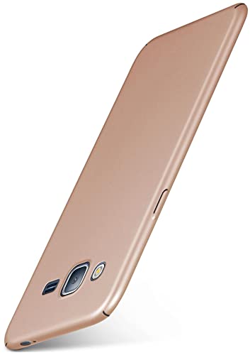 moex Alpha Case für Samsung Galaxy J3 (2016) Hülle minimalistisch Stoßfest und Leicht, Dünnste Handyhülle, Super Slim Schutzhülle Ultra Air Hardcase aus Kunststoff - Matt Gold von moex