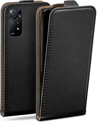 moex Flip Case für Redmi Note 11 Pro/11 Pro 5G Hülle klappbar mit 360 Grad Schutz, Handyhülle mit Displayschutz, PU Leder Handytasche Lederhülle, Flip Case Cover Klapphülle, Schwarz von moex