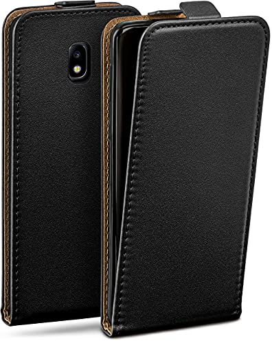 moex Flip Case für Samsung Galaxy J7 (2017) Hülle klappbar mit 360 Grad Schutz, Handyhülle mit Displayschutz, PU Leder Handytasche Lederhülle, Flip Case Cover Klapphülle, Schwarz von moex