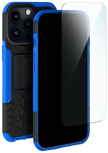 moex Handyhülle für Apple iPhone 15 Pro Hülle Stoßfest, Robuste Schutzhülle mit Panzer Schutzfolie, Rugged Outdoor Hardcase Panzerhülle, 360 Grad Rundumschutz - Blau Schwarz von moex