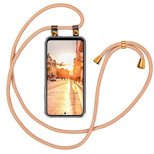 moex Handykette kompatibel mit Xiaomi Redmi Note 12 (4G) Hülle mit Band Längenverstellbar, Handyhülle zum Umhängen, Silikon Case Transparent mit Kordel Schnur abnehmbar in Gold von moex