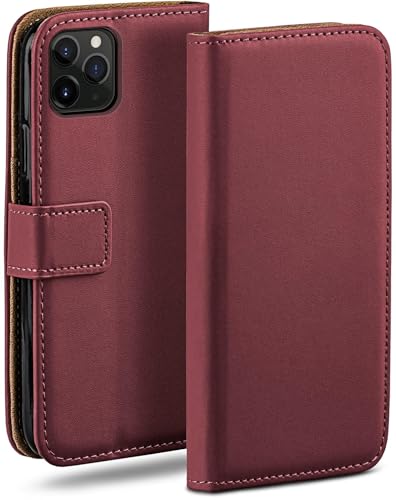 moex Book Case für Apple iPhone 11 Pro Handyhülle mit Kartenfach, Hülle klappbar 360 Grad Schutzhülle, Klapphülle Flip Case Cover, PU Leder Handytasche Lederhülle, Weinrot von moex