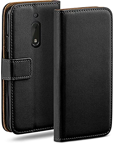 moex Book Case für Nokia 6 Handyhülle mit Kartenfach, Hülle klappbar 360 Grad Schutzhülle, Klapphülle Flip Case Cover, PU Leder Handytasche Lederhülle, Schwarz von moex