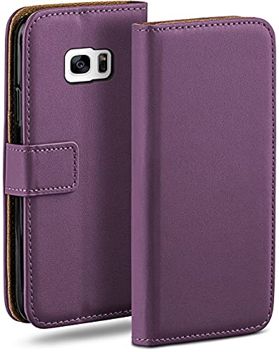 moex Klapphülle für Samsung Galaxy S7 Edge Hülle klappbar, Handyhülle mit Kartenfach, 360 Grad Schutzhülle zum klappen, Flip Case Book Cover, PU Leder Handytasche, Lila von moex