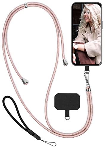 moex Unleash für Samsung Galaxy A05s – Handykette mit Karabiner, Umhängeband schnell abnehmbar – Smartphone Necklace mit Pad für Hüllen, Kette zum Umhängen in Roségold von moex